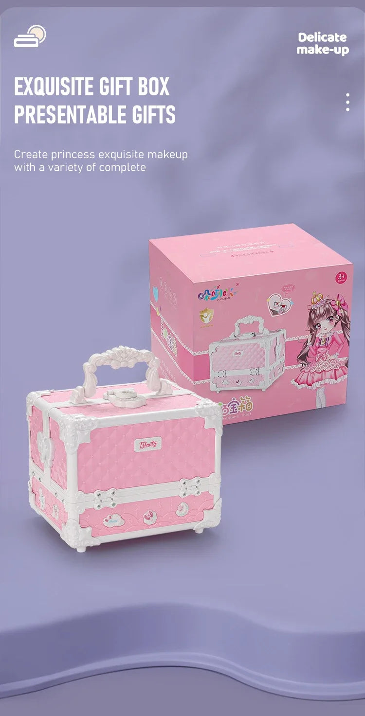 Real Washable Makeup Kit for Kids – 49-Piece Set with Case for Safe, Creative Play"
