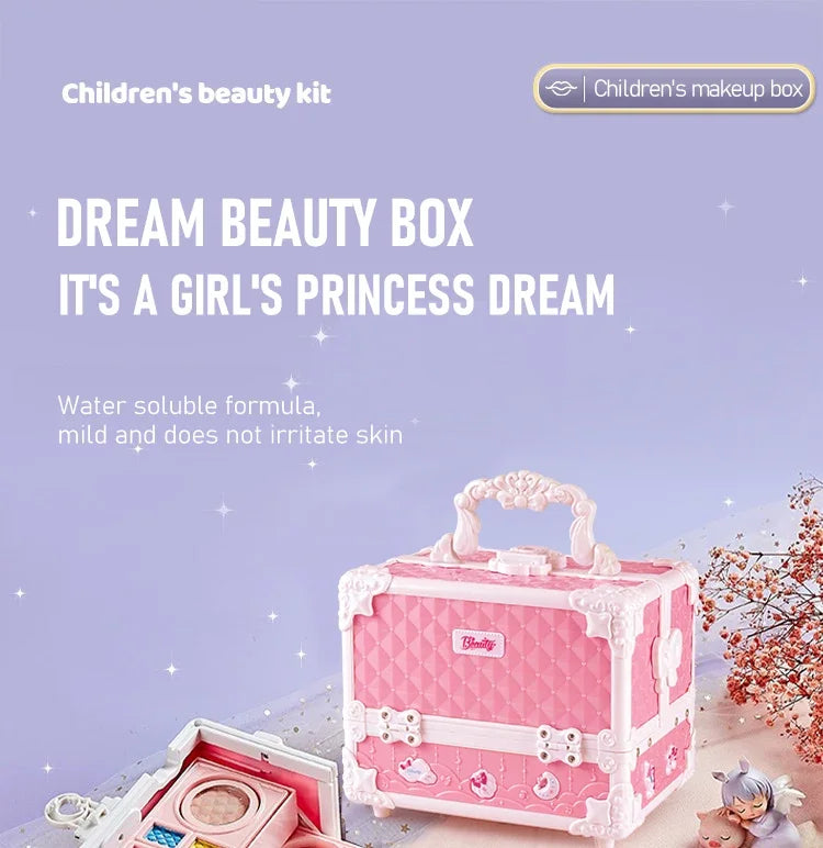 Real Washable Makeup Kit for Kids – 49-Piece Set with Case for Safe, Creative Play"