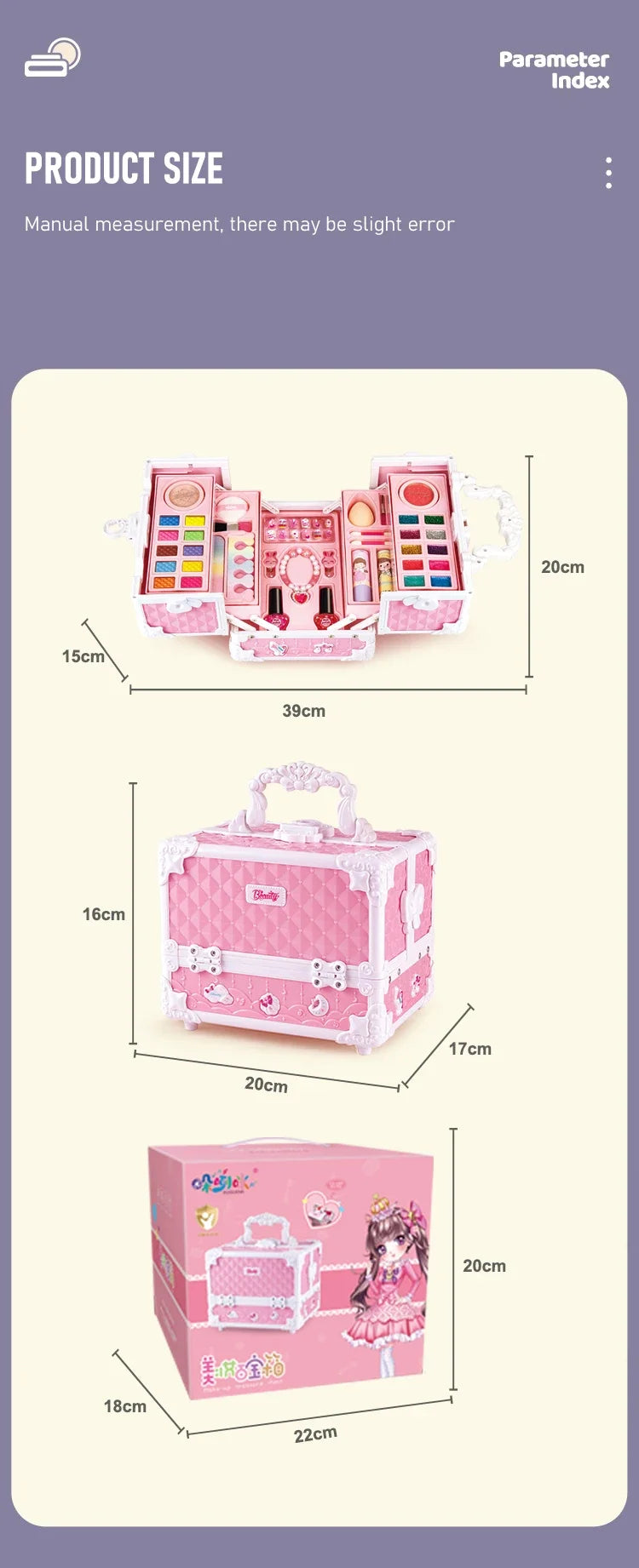 Real Washable Makeup Kit for Kids – 49-Piece Set with Case for Safe, Creative Play"