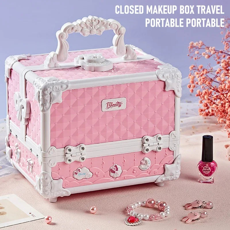 Real Washable Makeup Kit for Kids – 49-Piece Set with Case for Safe, Creative Play"