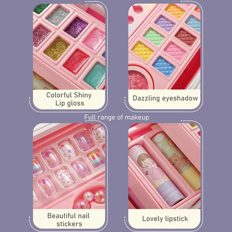 Real Washable Makeup Kit for Kids – 49-Piece Set with Case for Safe, Creative Play"