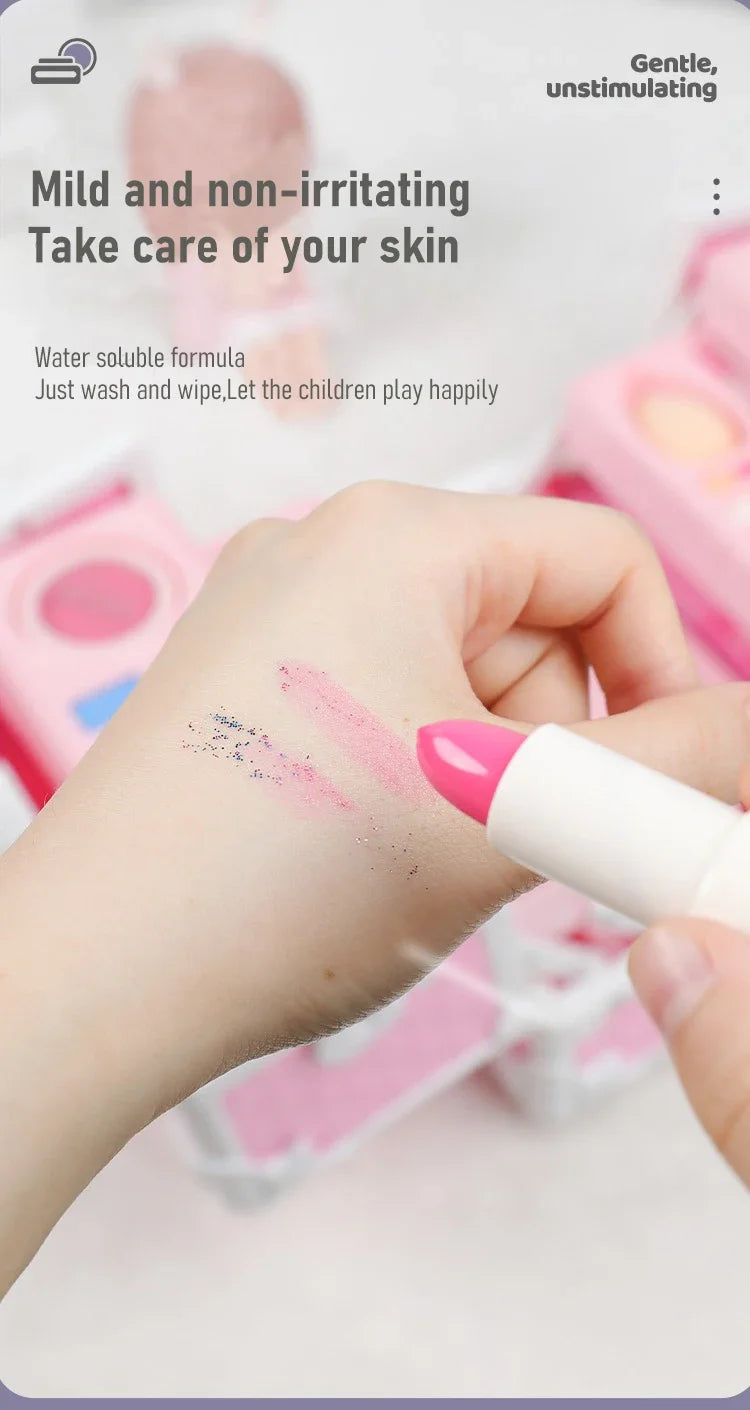 Real Washable Makeup Kit for Kids – 49-Piece Set with Case for Safe, Creative Play"