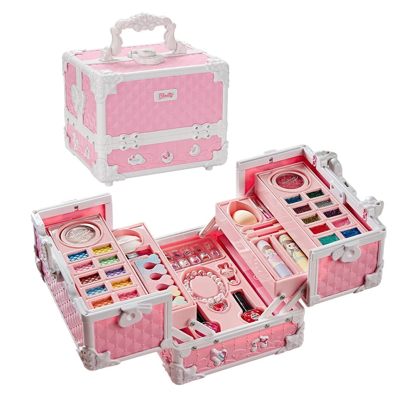 Real Washable Makeup Kit for Kids – 49-Piece Set with Case for Safe, Creative Play"