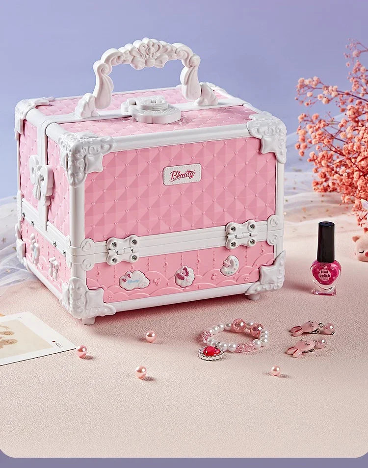 Real Washable Makeup Kit for Kids – 49-Piece Set with Case for Safe, Creative Play"